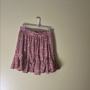 Chic Pink Floral A-Line Skirt